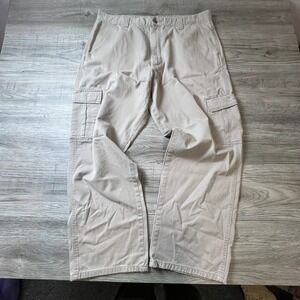 Wrangler Cargo Pants Men 36x30 Tan Khaki Straight Leg Utility Workwear Authentic